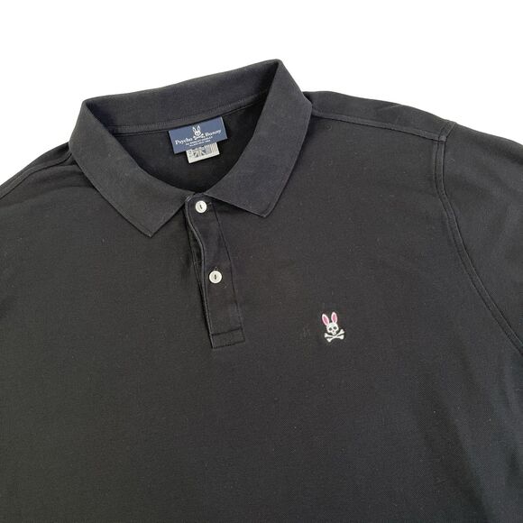 Psycho Bunny Other - Mens Psycho Bunny Short Sleeve Polo Shirt Size 2XLT Black Pima Cotton Golf